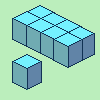 Pixel art of isometric cubes forming a grid, with one cube on it's own to the left