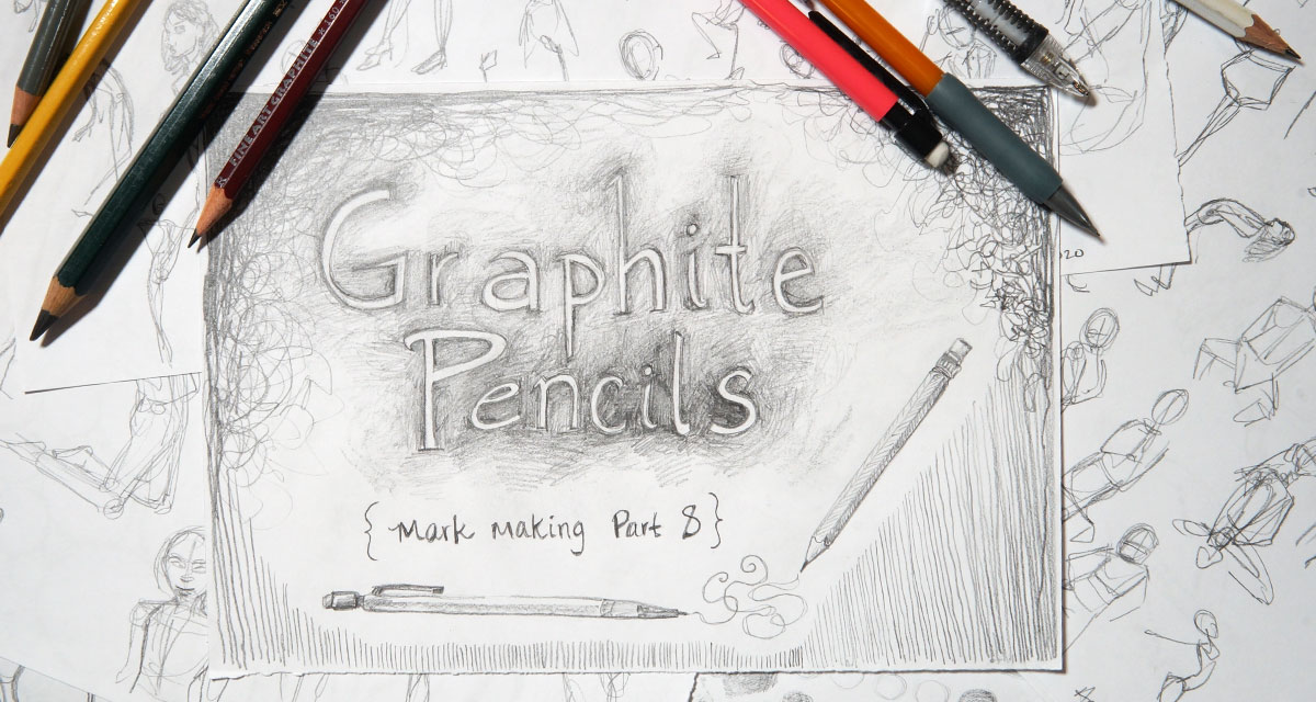 Marking Making Part 8 title card, with supplies and drawings arranged in flat lay photo