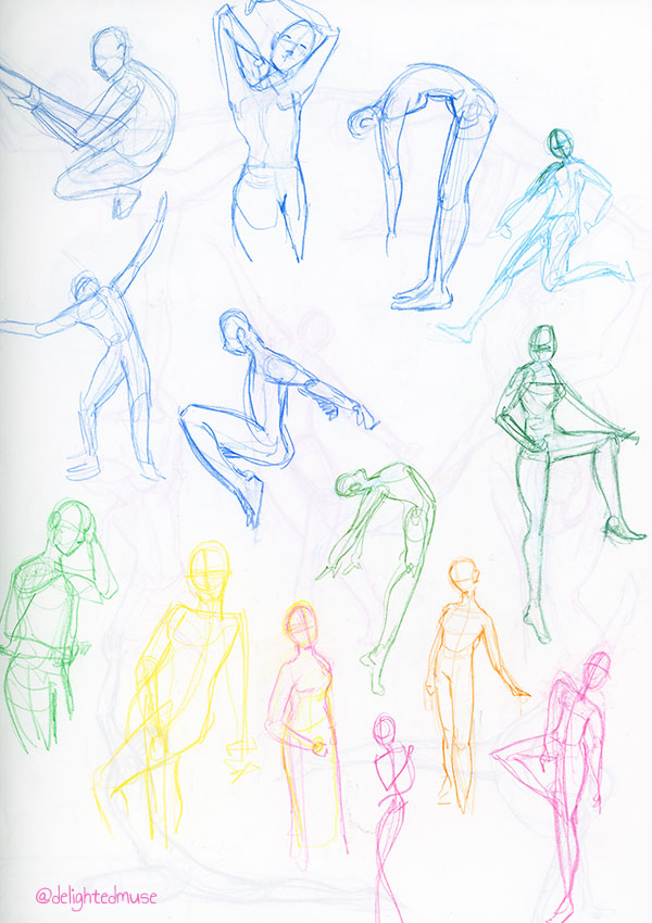 Simple gesture figure drawing sketches