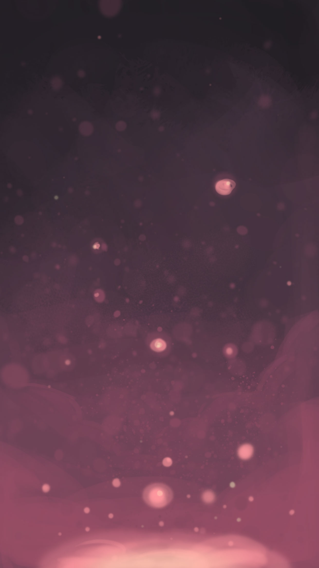 A simple digital painting of a dark purple sky with pink fire embers floating up