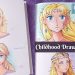 Featured image collage of several drawings of a blonde woman with a silver circlet on her head. There is text on the middle right of the image that says Childhood Drawing Redux. In the top corner of one drawing is the name of the character: Reiellasara.