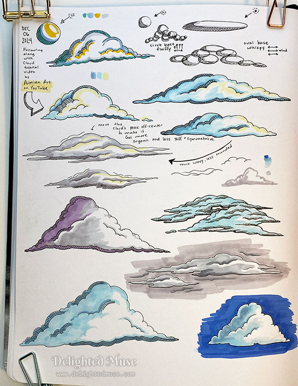 More simple cloud studies, foloowing